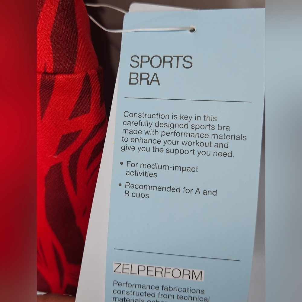Zella Red Floral Print Sports Bra, Size Medium, NWT (Flaw) - Picture 8 of 9